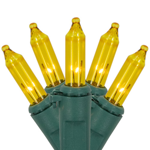 Mini Christmas Lights - Yellow - 20.25' Green Wire - 100ct - IMAGE 1