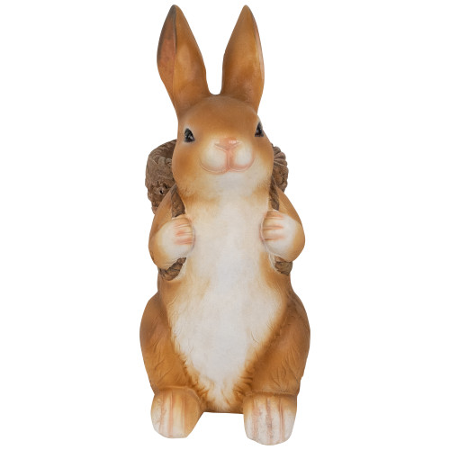 Standing Bunny Carrying a Basket Outdoor Garden Statue - 16.75" - IMAGE 1
