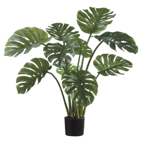 Artificial Two-Tone Split Philodendron Leaf Potted Plant - 39" - IMAGE 1