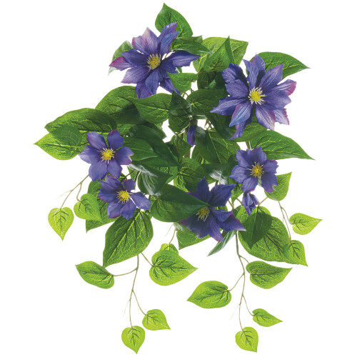 Clematis UV-Protected Artificial Floral Bush Spray - 20.5" - Purple - IMAGE 1