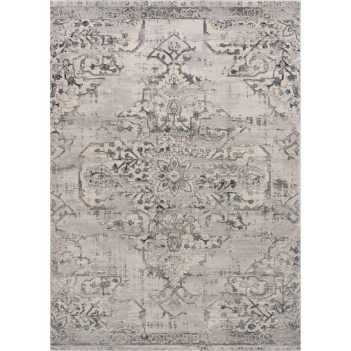 Traditional Rectangular Area Throw Rug Runner - 2.5' x 10' - Gray and Blue - IMAGE 1