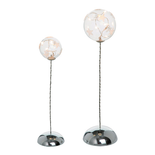 Set of 2 Clear Pre-Lit Star Orbs Christmas Tabletop Decors 12" - IMAGE 1