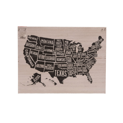 19.5" Gray and Black USA Travel Map with Pins Wall Decor - IMAGE 1