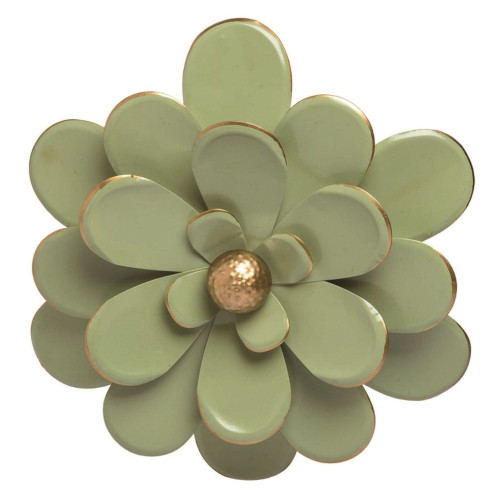 15.5" Green and Gold Enamel Flower Outdoor Wall Decor - IMAGE 1