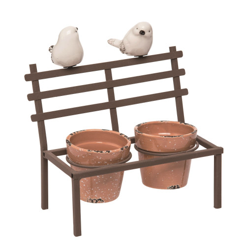 Set of 3 Brown Easter Outdoor Bird Bench with Planters 8.25" - IMAGE 1