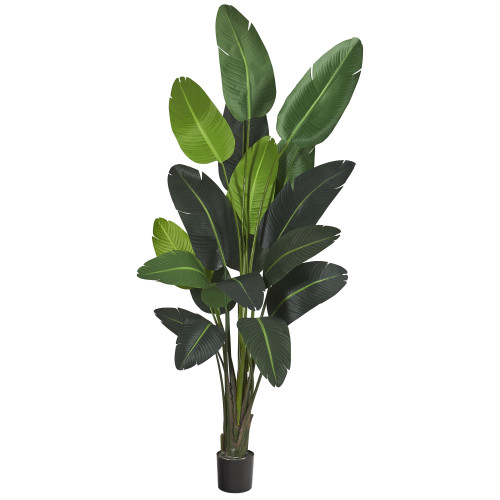 8' Travelers Palm Artificial Tree with Black Planter - IMAGE 1