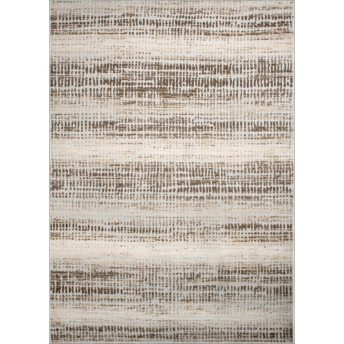 Striped Rectangular Area Throw Rug - 7.75' x 10' - Beige and Brown - IMAGE 1