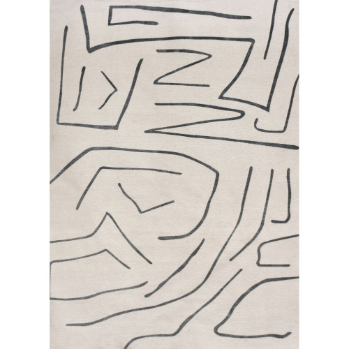 Tribal Puzzle Rectangular Area Throw Rug - 7.75' x 10.25’ - Cream and Charcoal Black - IMAGE 1