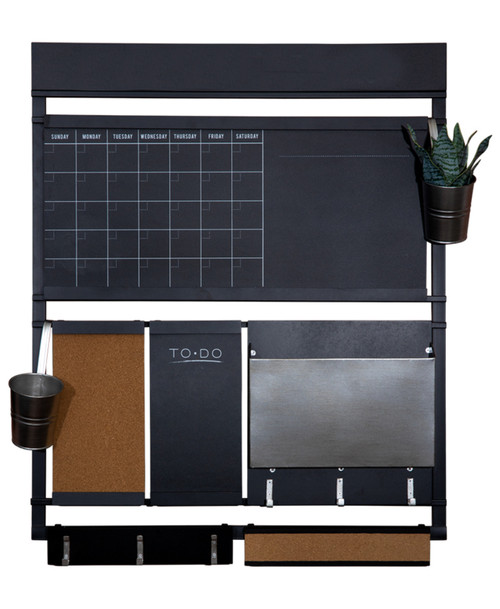 Matte Metal Wall Organizer - 36.5" - Black and Silver - IMAGE 1