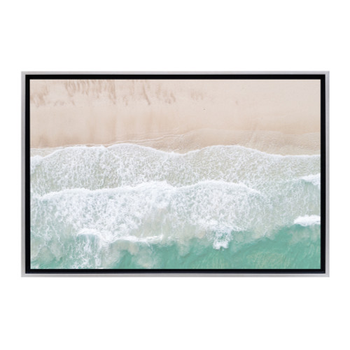 Framed Beach Wave Canvas Wall Art - 12" x 18" - Champagne - IMAGE 1