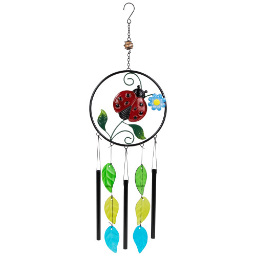 Ladybug Dreamcatcher Outdoor Garden Windchime - 27.5" - IMAGE 1