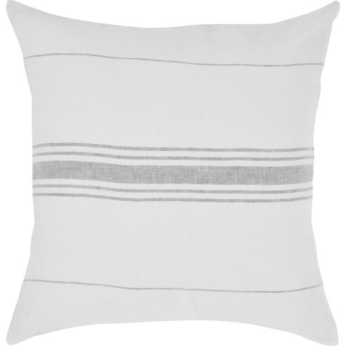 Striped Square Throw Pillow - 20" - Ivory and Gray - IMAGE 1