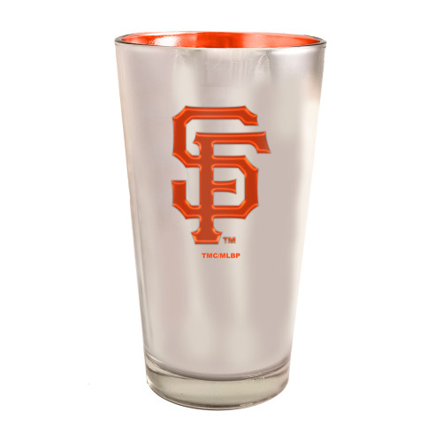 5.75" Silver and Orange MLB San Francisco Giants Electroplated Pint Glass 16 oz. - IMAGE 1