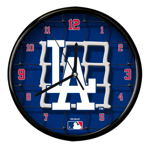 11.5" Navy Blue and White MLB Los Angeles Dodgers Net Wall Clock - IMAGE 1
