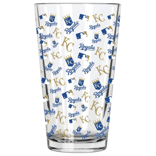 5.75" Clear and Blue MLB Kansas City Royals Logo Printed Pint Glass - IMAGE 1