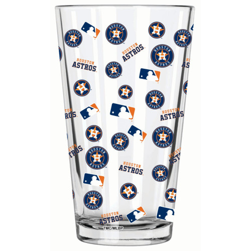 5.75" Clear and Blue MLB Houston Astros Logo Printed Pint Glass - IMAGE 1