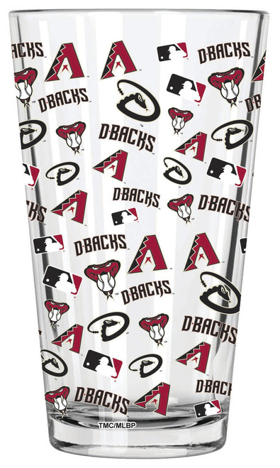 5.75" Clear and Red MLB Arizona Diamondbacks Pint Glass 16 oz. - IMAGE 1
