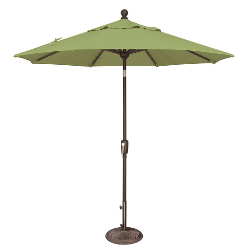 7.5ft Outdoor Patio Octagon Sunbrella Market Umbrella with Bronze Push Button Tilt, Green - IMAGE 1