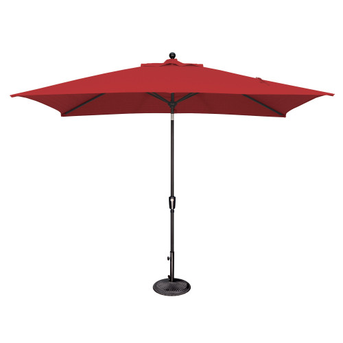 10ft Outdoor Patio Rectangle Sunbrella Market Umbrella with Black Push Button Tilt, Red - IMAGE 1