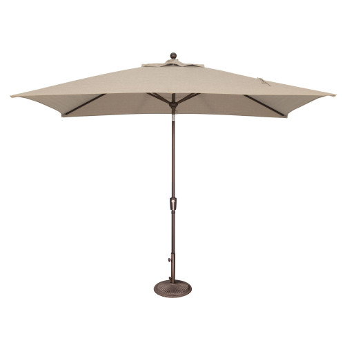 10ft Outdoor Patio Rectangle Market Umbrella with Bronze Push Button Tilt, Beige - IMAGE 1