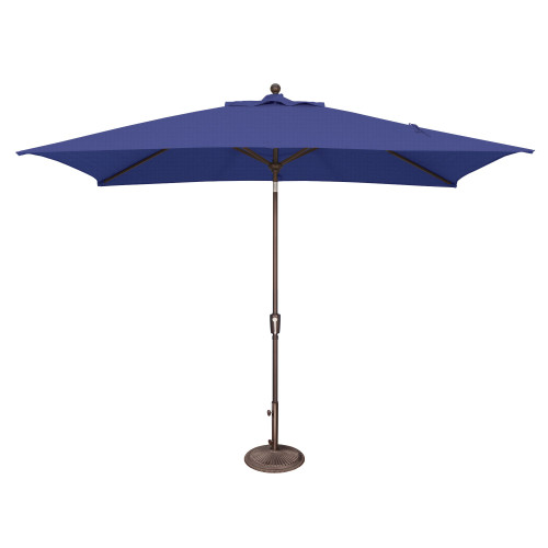 10ft Outdoor Patio Rectangle Market Umbrella with Bronze Push Button Tilt, Blue - IMAGE 1