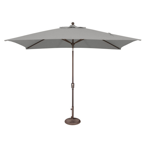 10ft Outdoor Patio Rectangle Sunbrella Market Umbrella with Bronze Push Button Tilt, Silver - IMAGE 1