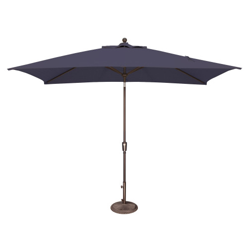 10ft Outdoor Patio Rectangle Sunbrella Market Umbrella with Bronze Push Button Tilt, Navy Blue - IMAGE 1