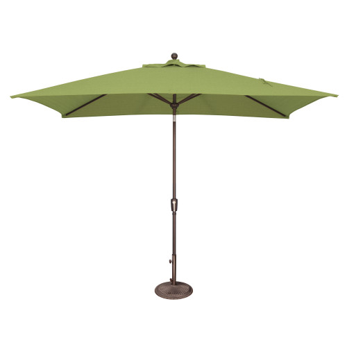 10ft Outdoor Patio Rectangle Sunbrella Market Umbrella with Bronze Push Button Tilt, Green - IMAGE 1