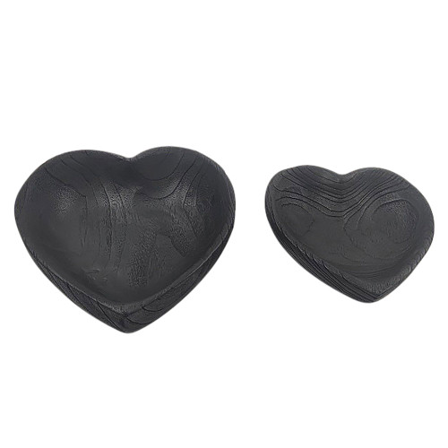 Distressed Finish Heart Shaped Bowls  - 10" - Black - Set of 2 - IMAGE 1