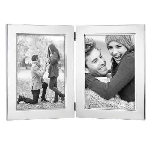 Double Picture Frame - for 5" x 7" Photo - Silver Finish - IMAGE 1