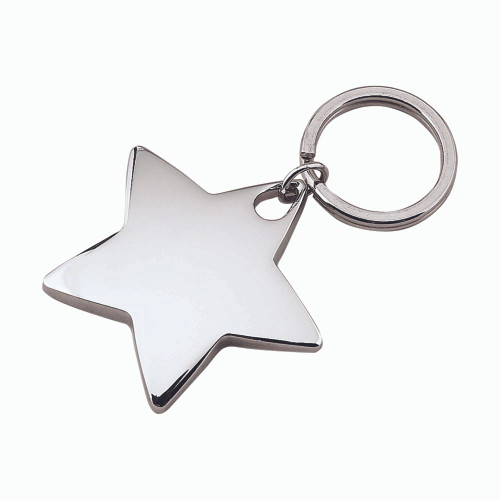 2" Star-Shaped Nickel-Plated Key Chain With Ring - IMAGE 1