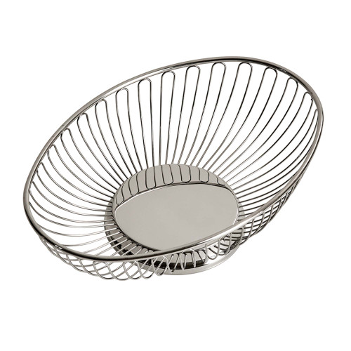 11.75" X 7.25" Stainless Steel Oval Ornate-Designed Wire Food Basket - IMAGE 1