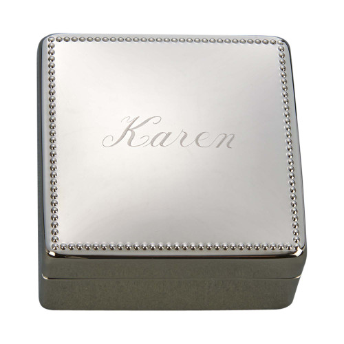 3.25" Silver Square Beaded Jewelry Box - IMAGE 1