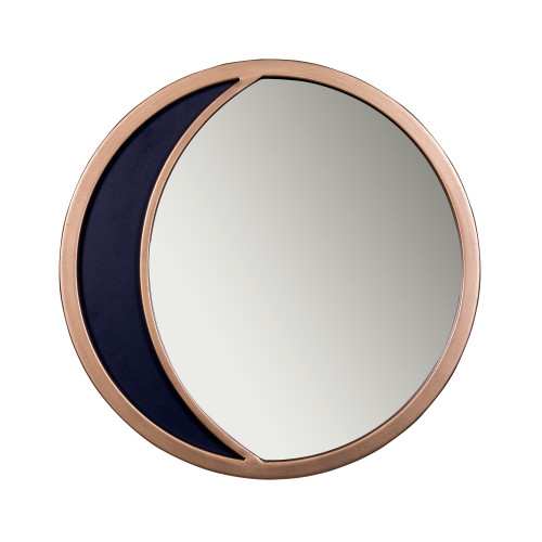 Matte Gold Framed Round Wall Mirror with Moon Accent - 12" - IMAGE 1