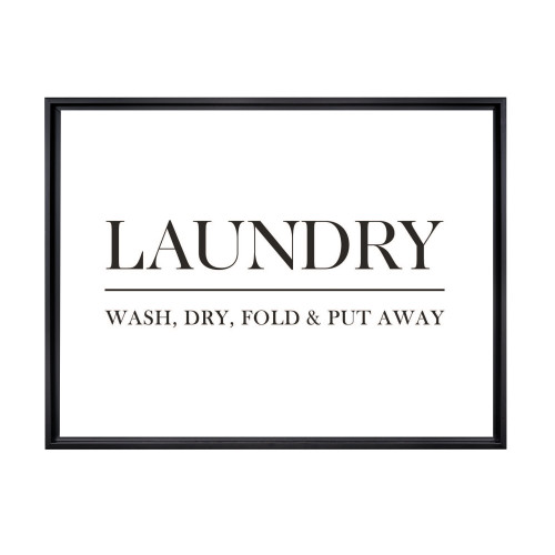 Laundry Wash, Dry, Fold and Put Away Framed Wall Art - 24" x 32" - Black - IMAGE 1