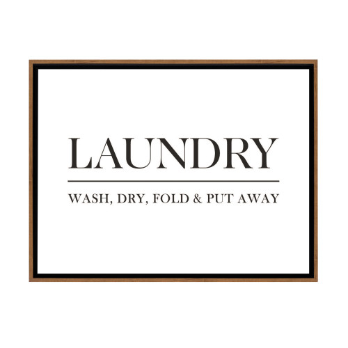 Laundry Wash, Dry, Fold and Put Away Framed Wall Art - 16" x 24" - Black and Brown - IMAGE 1