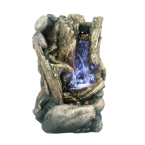 LED Lighted Tree Trunk Water Fountain - 11" - IMAGE 1