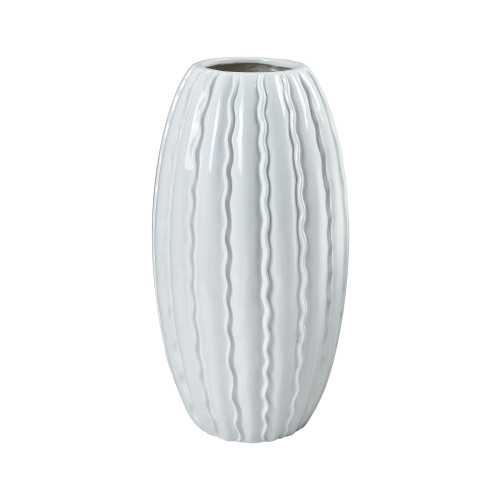 Oval Vessel Standing Vase - 32" - White - IMAGE 1