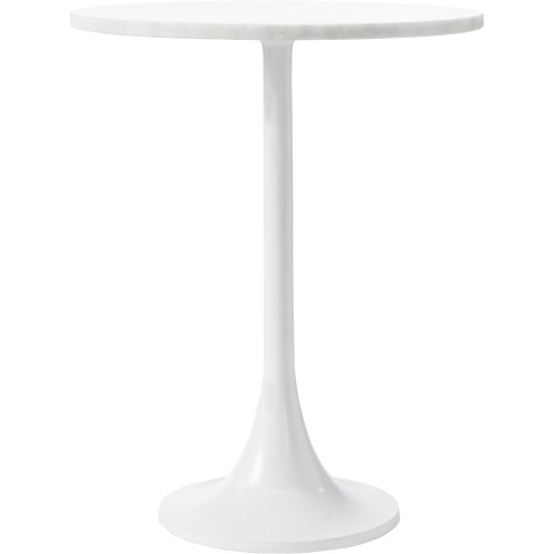 Side Table with Marble Top - 23" - Matte White - IMAGE 1