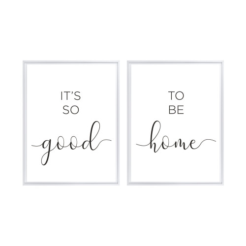 It's So Good To Be Home White Framed Canvas Wall Art - 24" x 32" - White - Set of 2 - IMAGE 1
