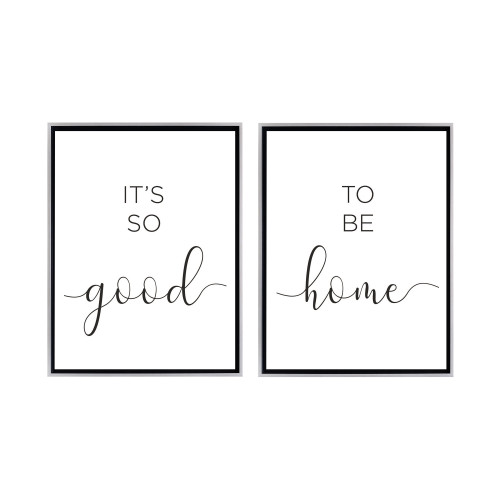 It's So Good To Be Home Gray Framed Canvas Wall Art - 24" x 32" - Champagne - Set of 2 - IMAGE 1