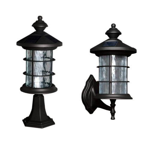 Hampton Style LED Solar Lamp - 14" - Black and Clear - IMAGE 1
