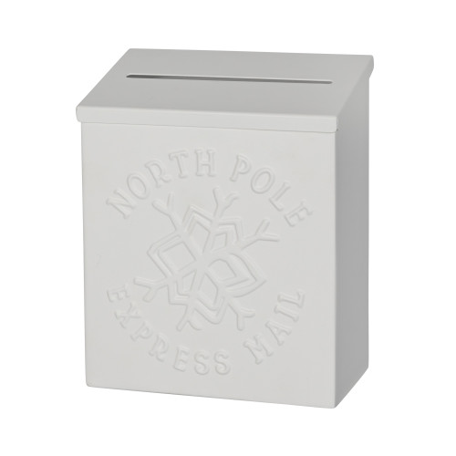 Letters to Santa Metal Mailbox Christmas Tabletop Decoration - 9" - White - IMAGE 1