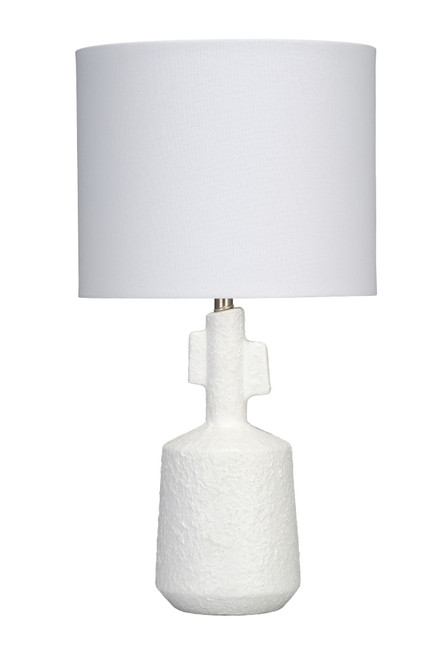Retro Style Handcrafted Table Lamp with Rolled Edge Drum Shade - 23.25" - White - IMAGE 1
