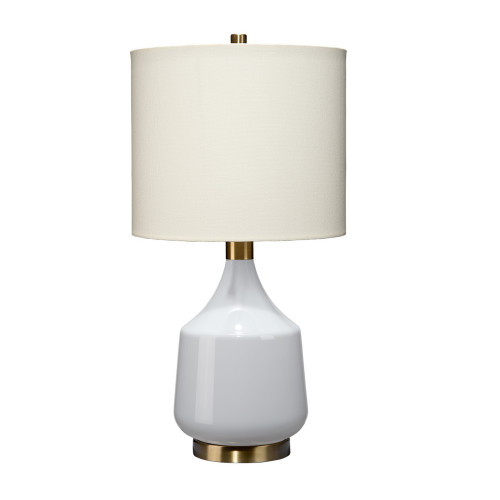 24.5" Hand Blown Glass Table Lamp with Linen Drum Shade - IMAGE 1