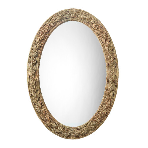 Seagrass Braided Oval Mirror - 40" - Beige - IMAGE 1