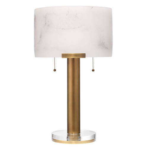 14.5" Vibrant Antique Brass and White Elegant Elancourt Table Lamp - IMAGE 1