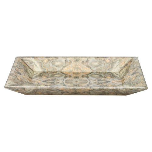 22.25" Rorschach Tray in Gray and Cream Lacquer - IMAGE 1