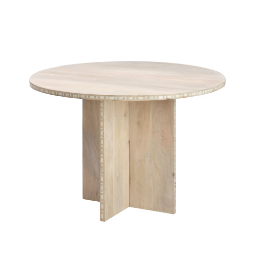 Water Buffalo Bone Inlay Round Bistro Dining Table - 45" - White - IMAGE 1