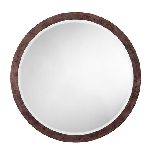 Burl Wooden Framed Beveled Round Wall Mirror - 36" - IMAGE 1